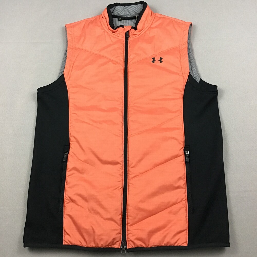 Under Armour Vest Men Large Orange Black Storm ColdGear Infrared Jacket Full Zip